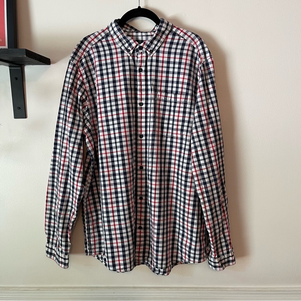 Patagonia Long Sleeve Bluffside Shirt Men’s XL Button Down Casual Red Blue